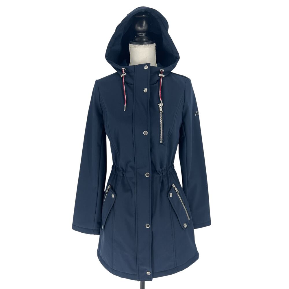 Tommy Hilfiger Hooded Cinch Waist Softshell Raincoat XXS - Picture 3 of 15